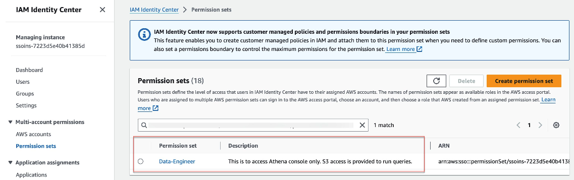 AWS IAM Identity Center > Permission Sets