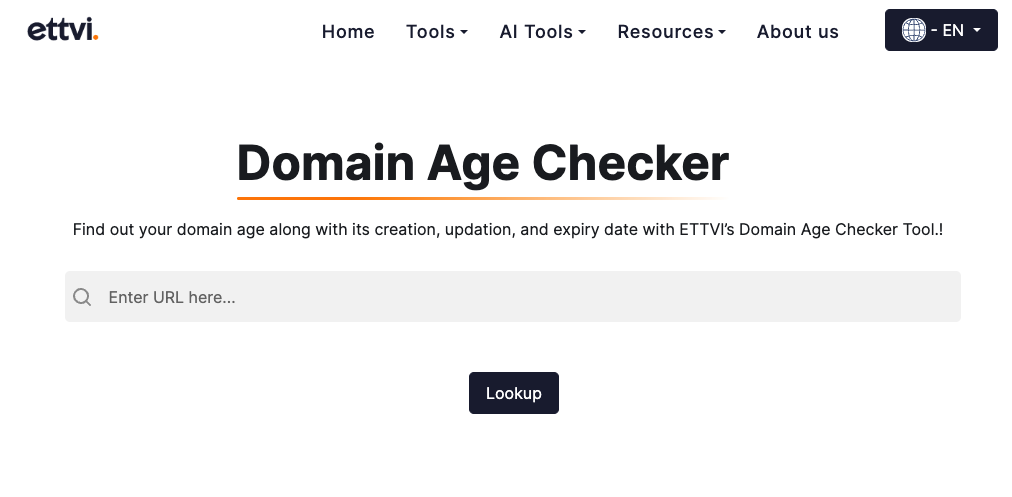 ETTVI Domain Age Checker