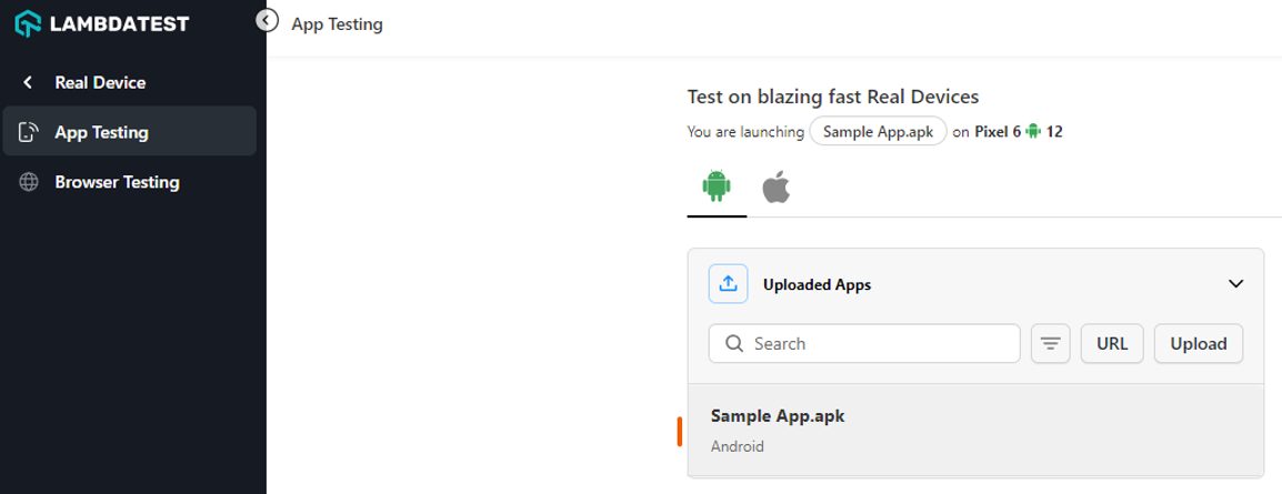 LambdaTest App Testing