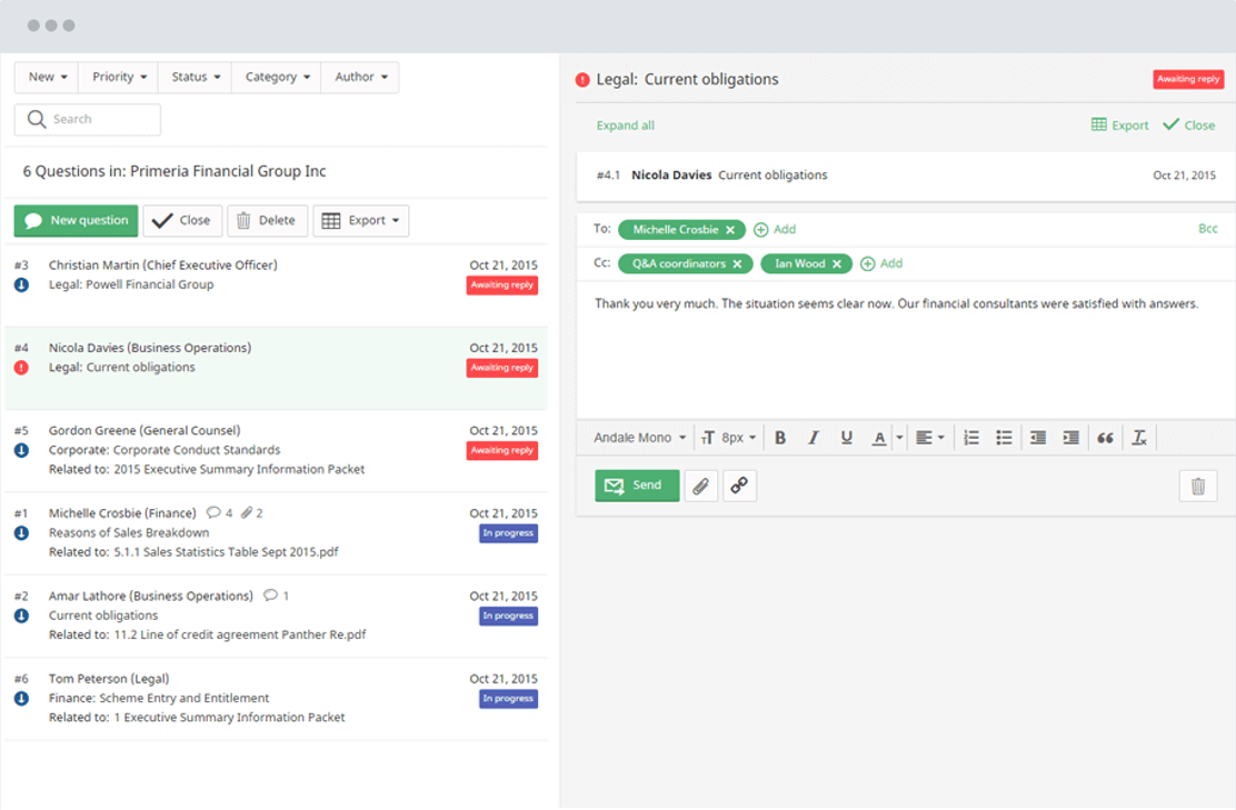 Board portal Q&A module