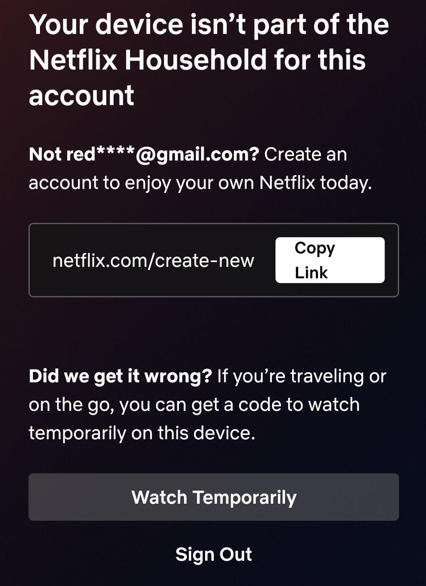 Your device is not part of the Netflix Household