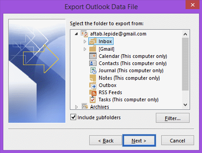 Export Outlook Data File