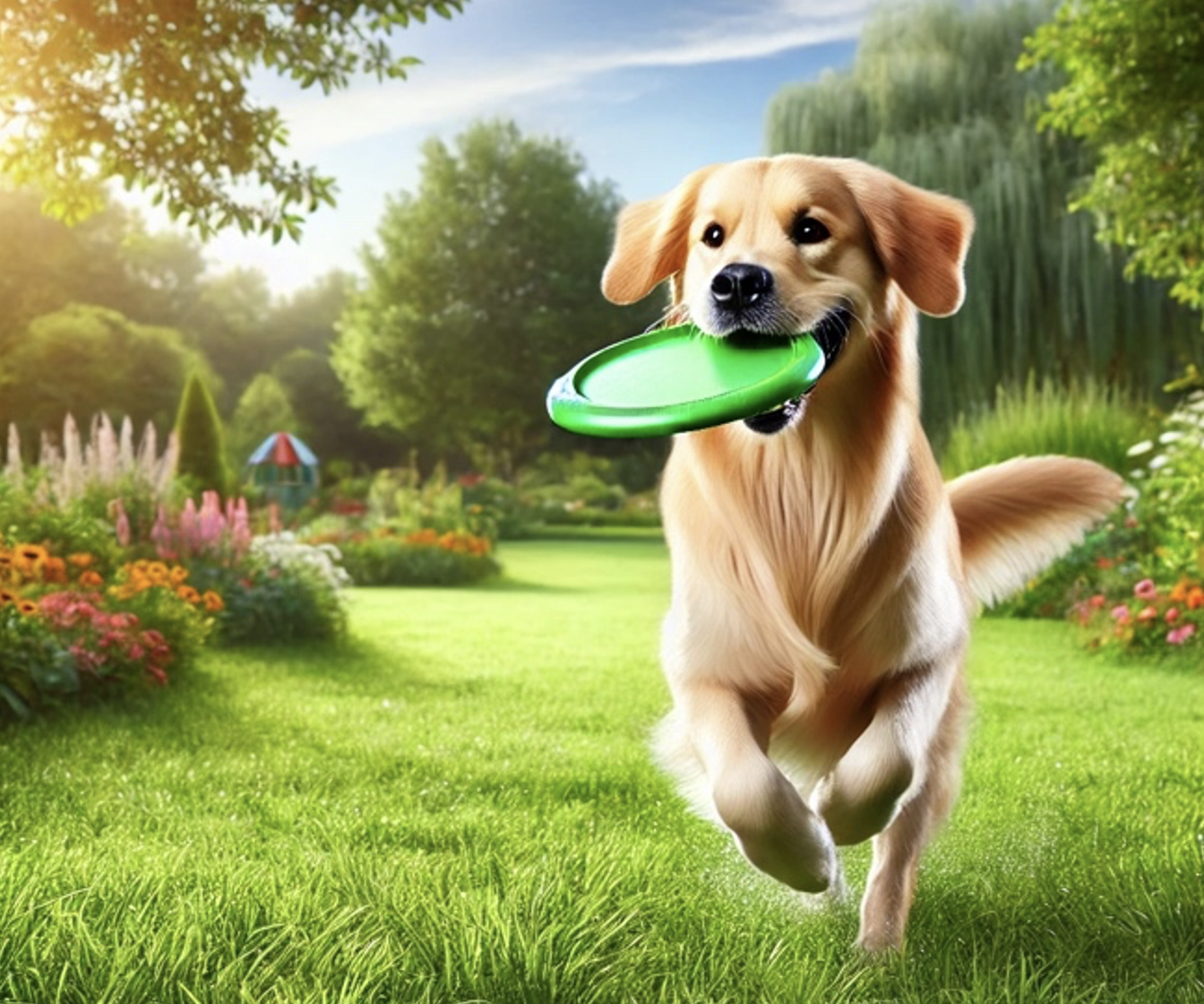 A dog with flying saucer