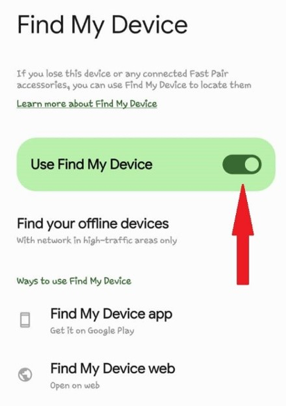 Turn On Find My Device