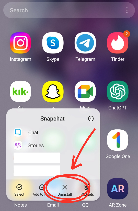 Uninstall Snapchat