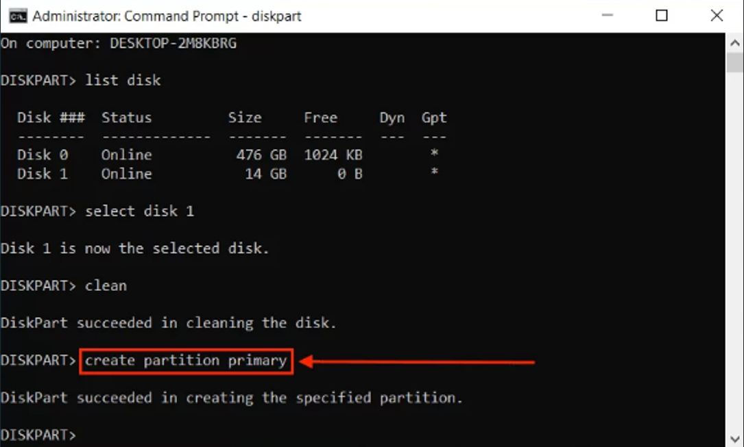 Create Primary Partition