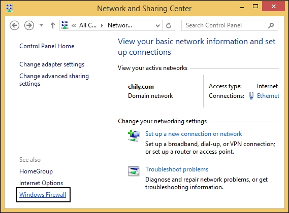 Windows Firewall option