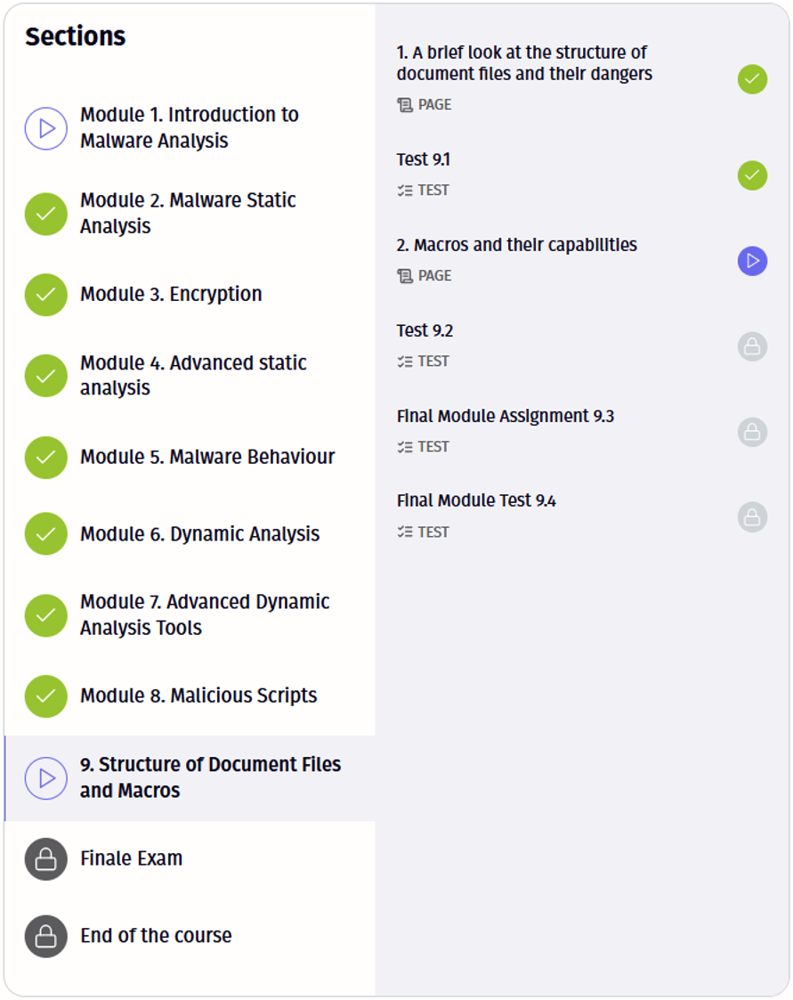 Security Training Lab program: structure and contents