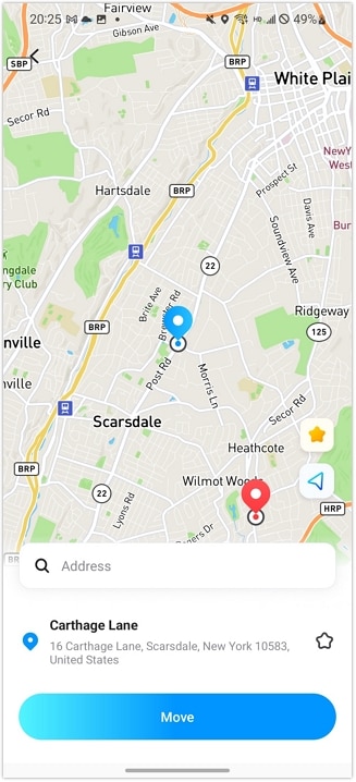 choose location and tap move