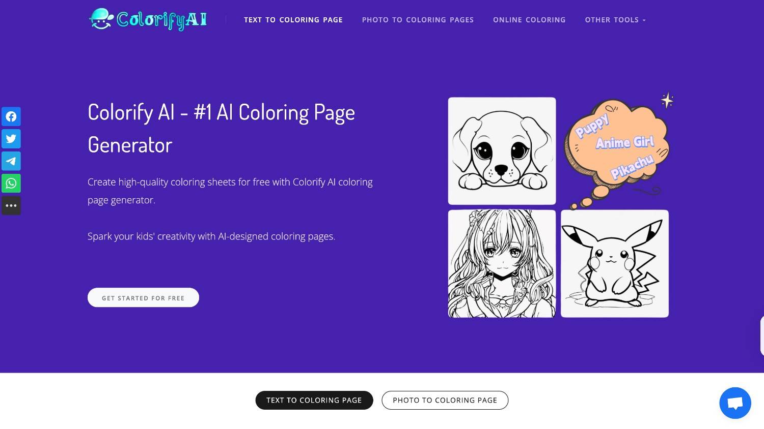 Colorify AI homepage