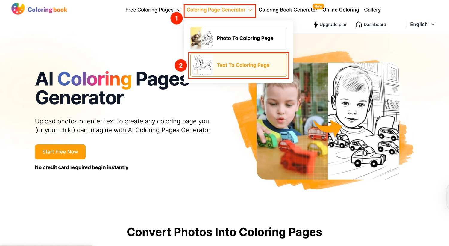 Text to coloring page of Coloringbook