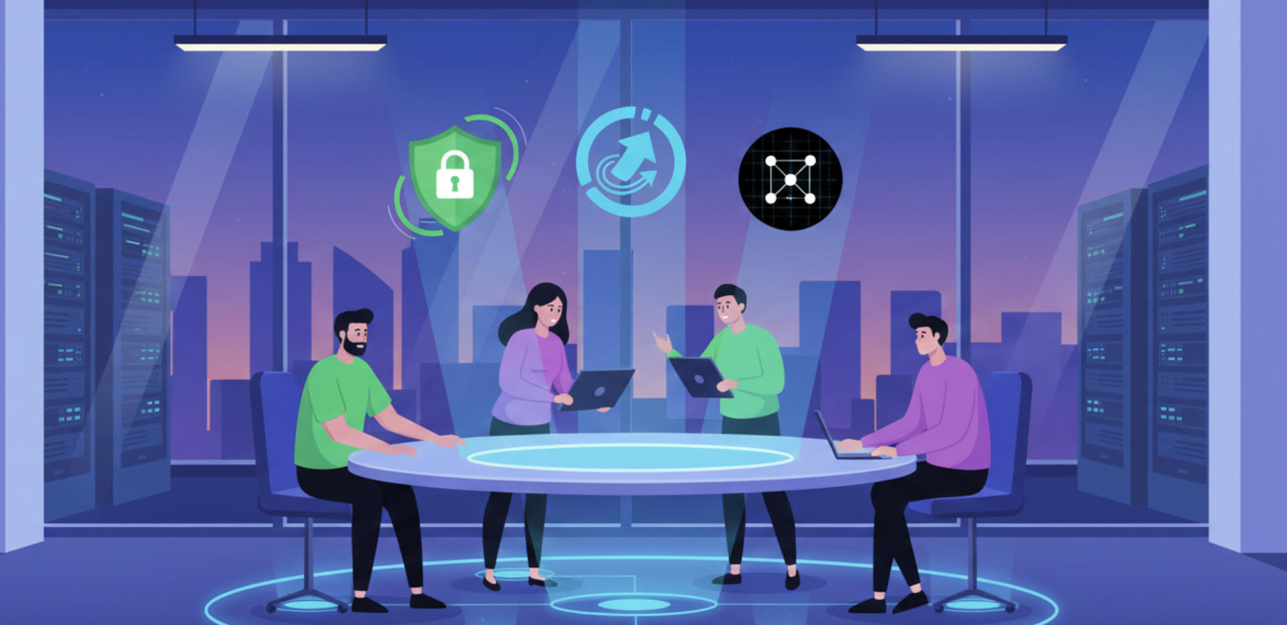 Animated image of people have a meeting