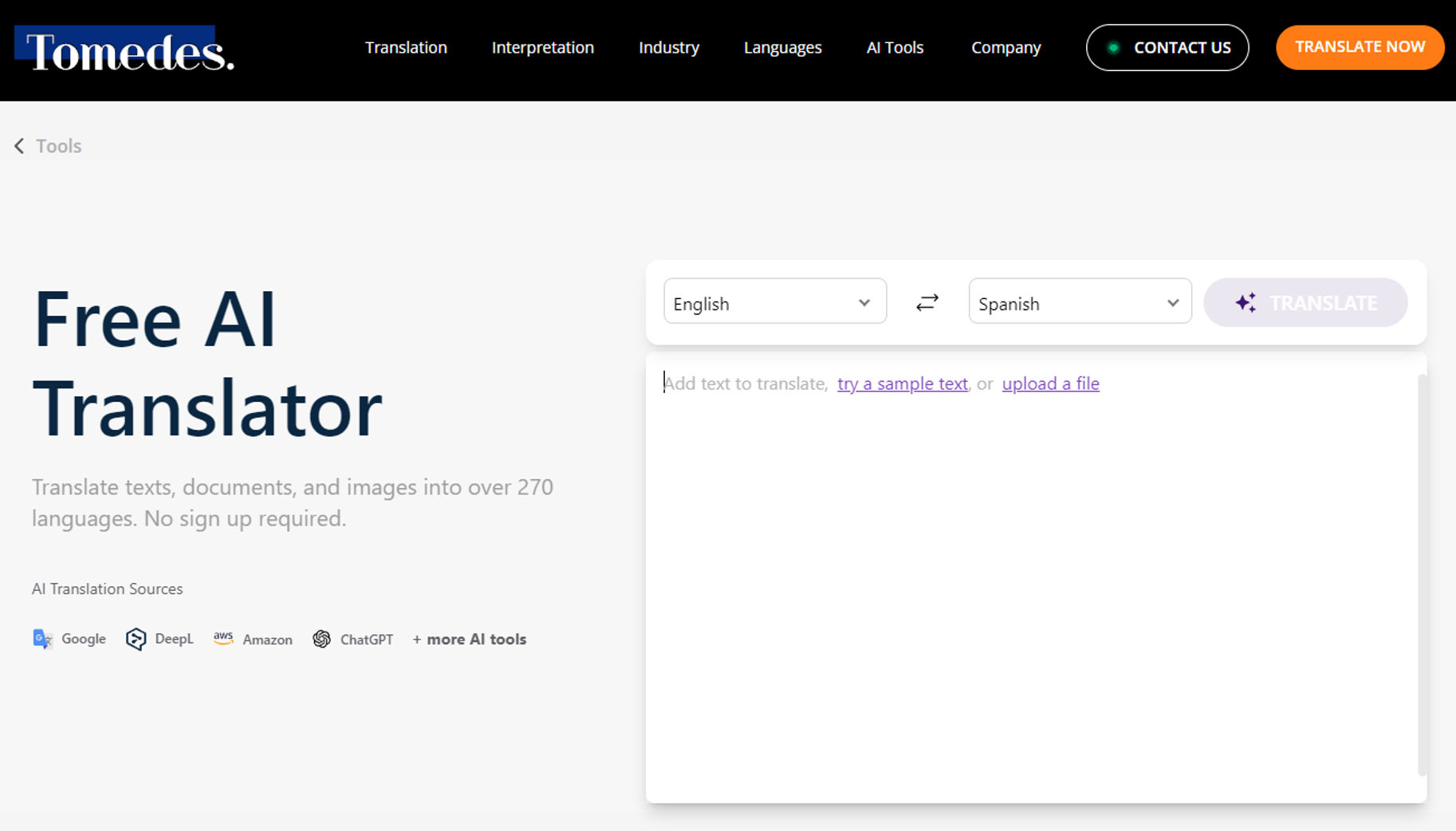 Tomedes AI Translator