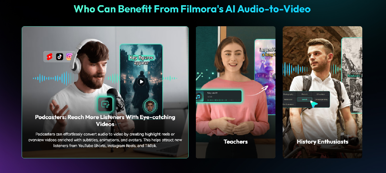 filmora ai audio to video tools