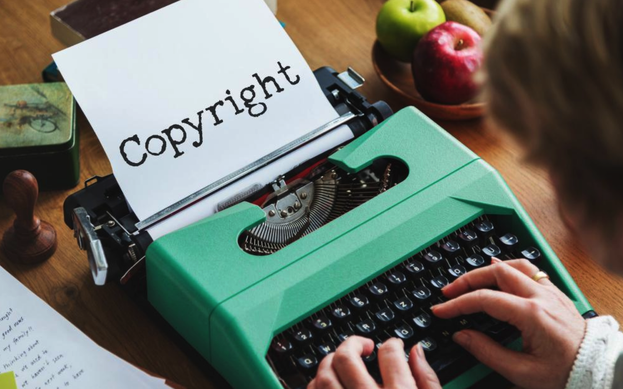 Copyright types on typewriter