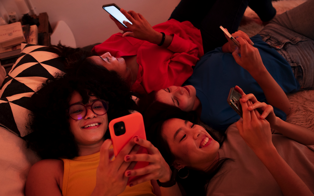 Teens using phones