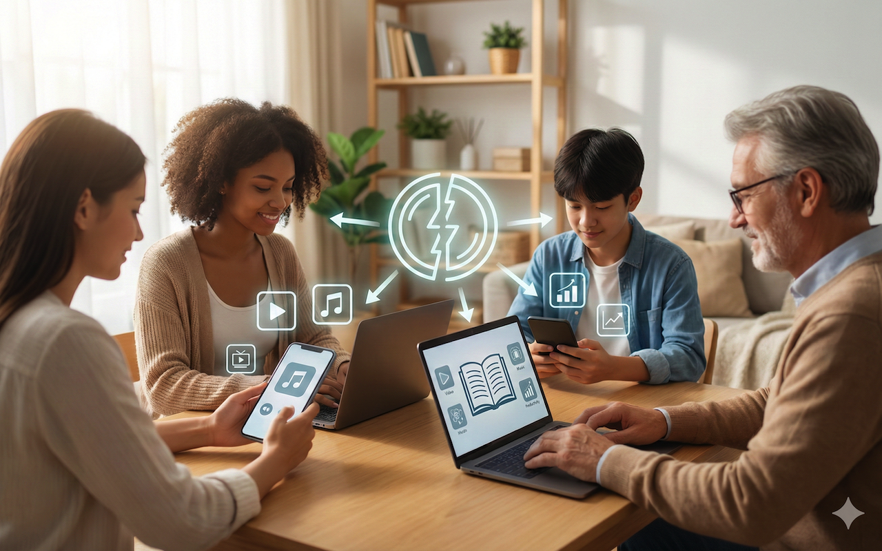 Family Using Online Services