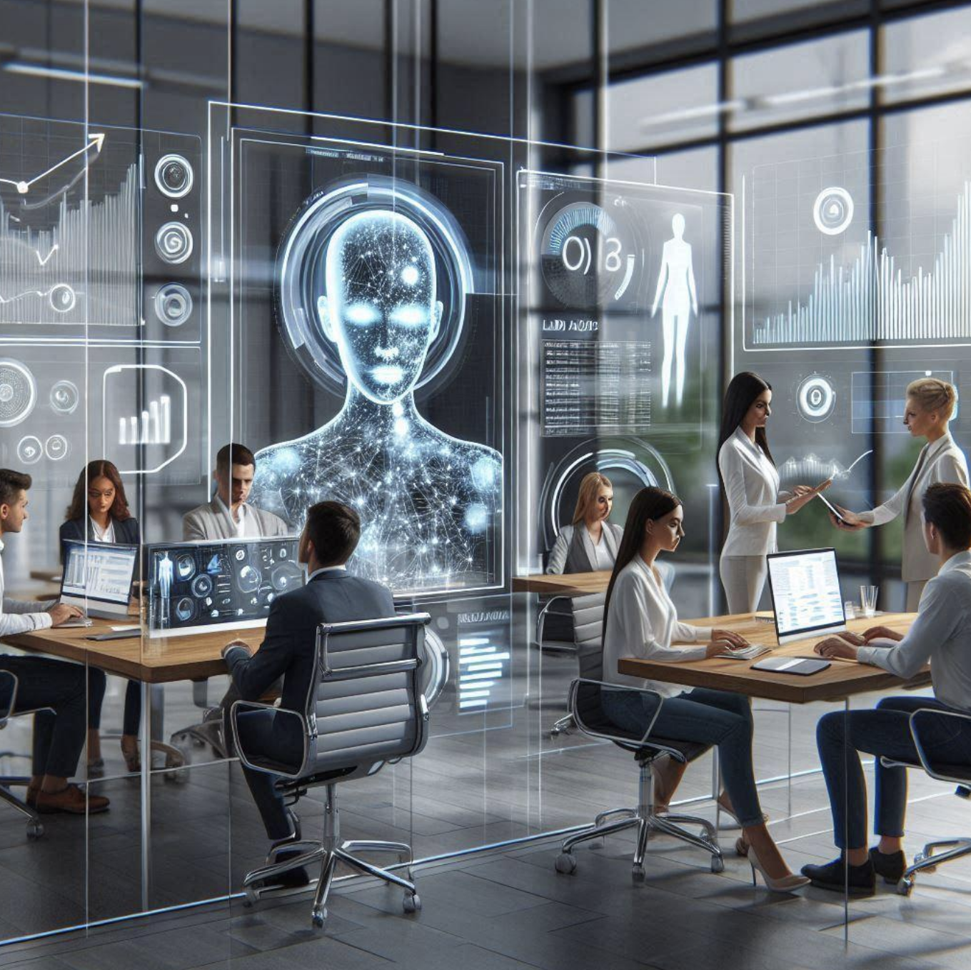 AI-powered marketing team analyzing lead data