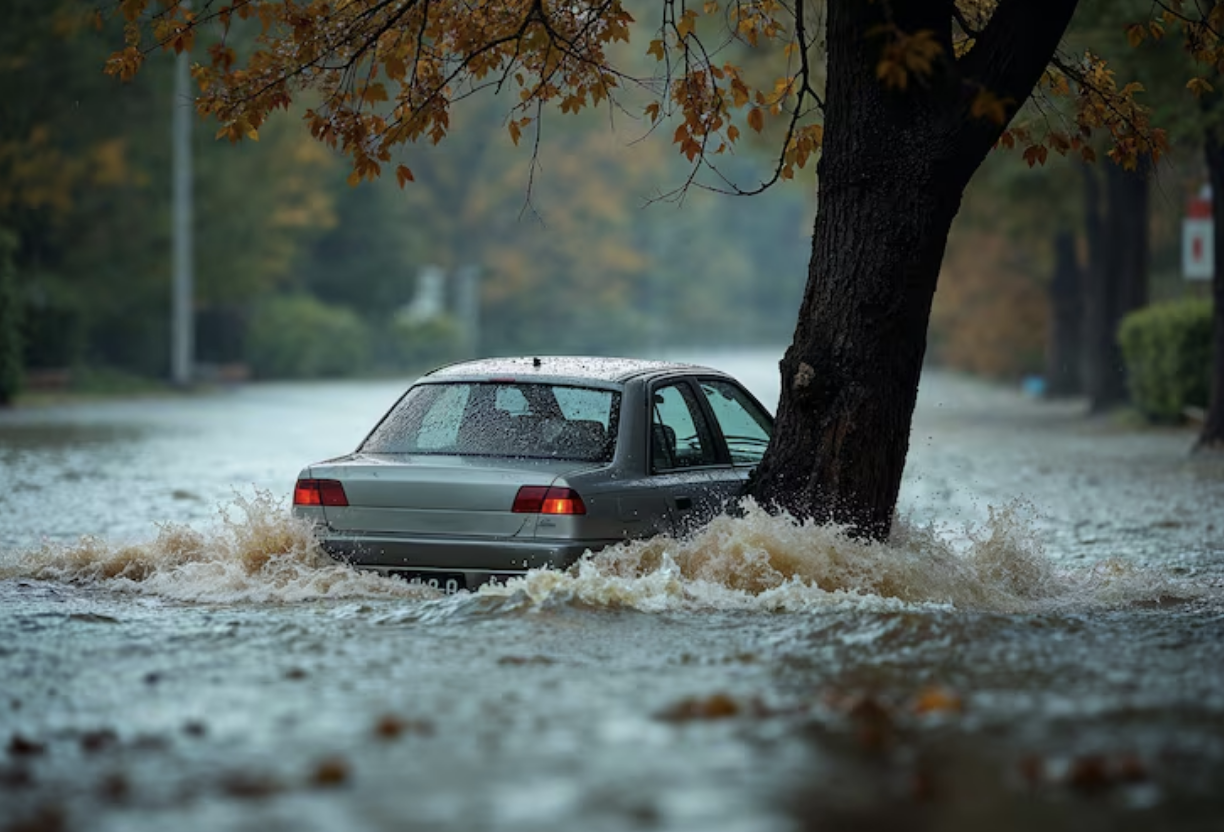 Flood-damaged vehicle