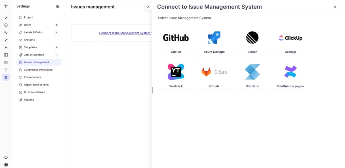 Issues management dashboard
