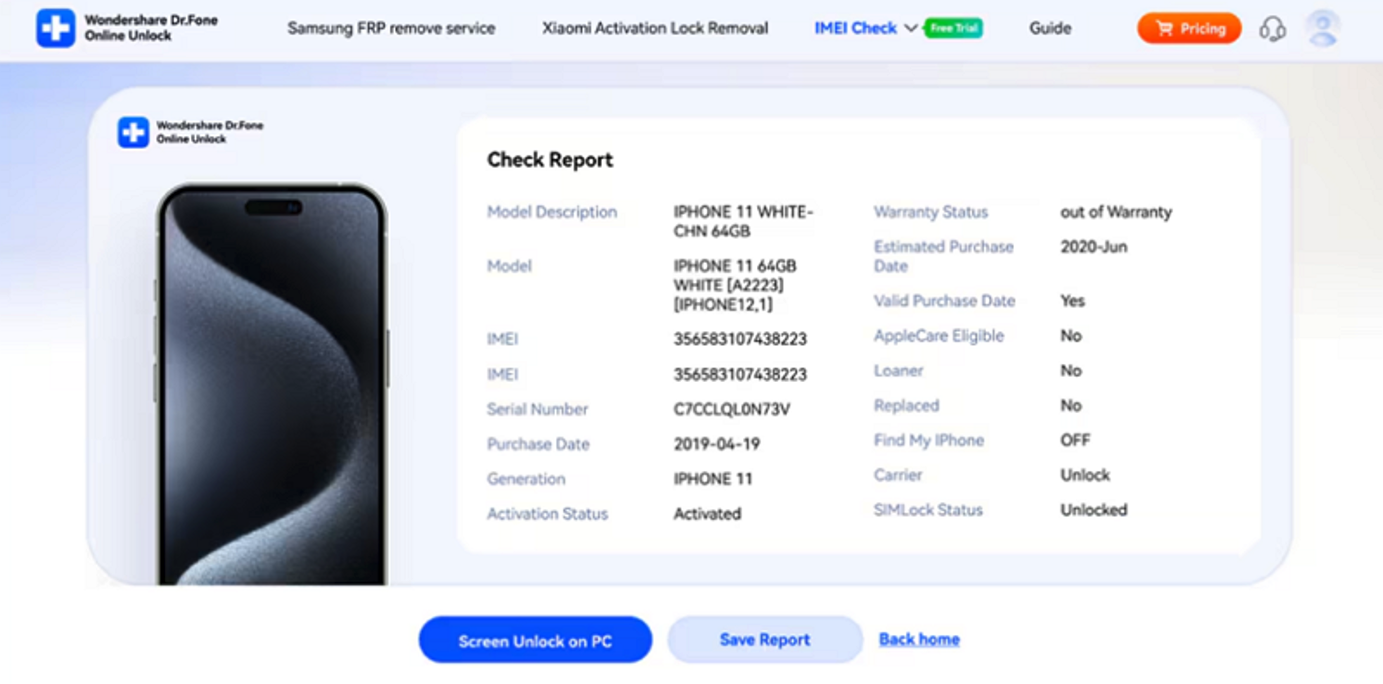 Check and Export the IMEI Report