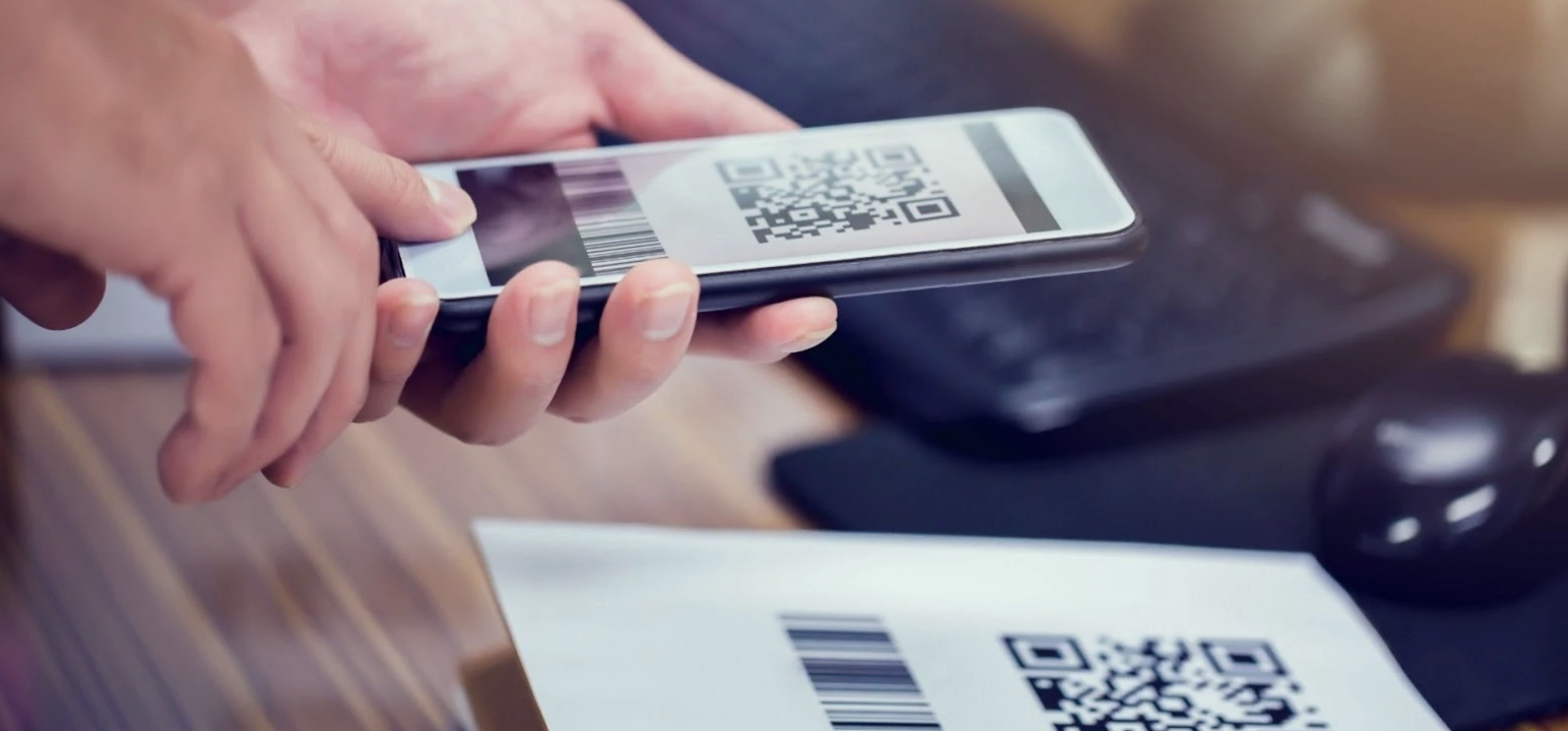 Smartphone scanning QR code