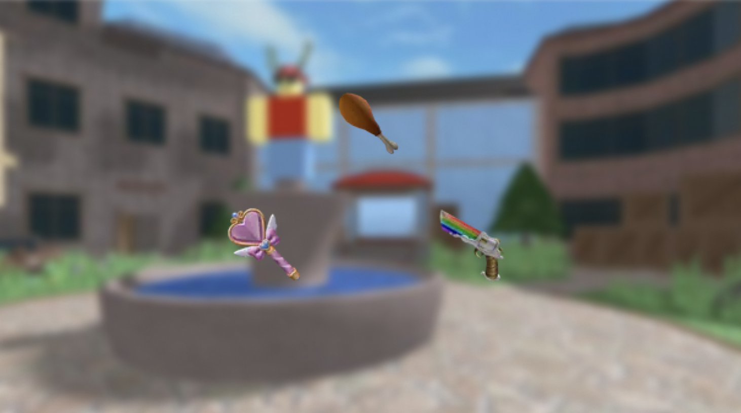 MM2 godly items floating in game lobby background