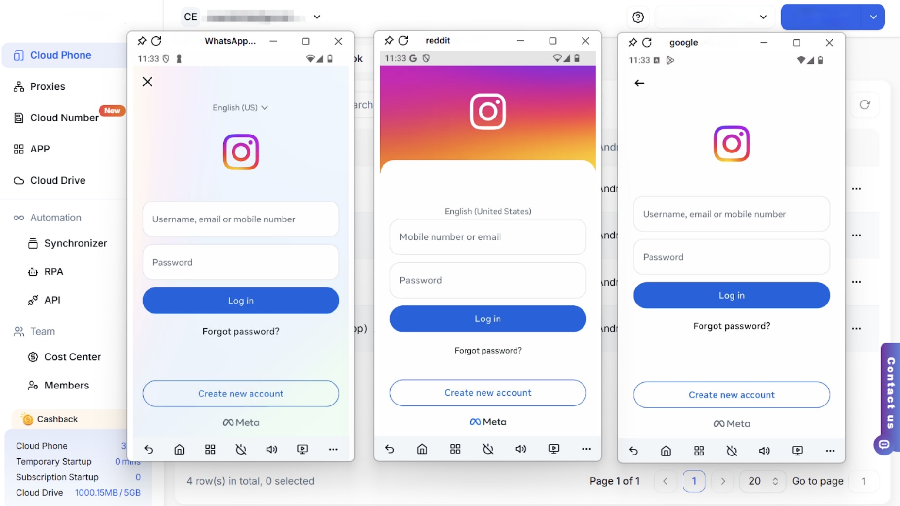 Cloud Phone Environment