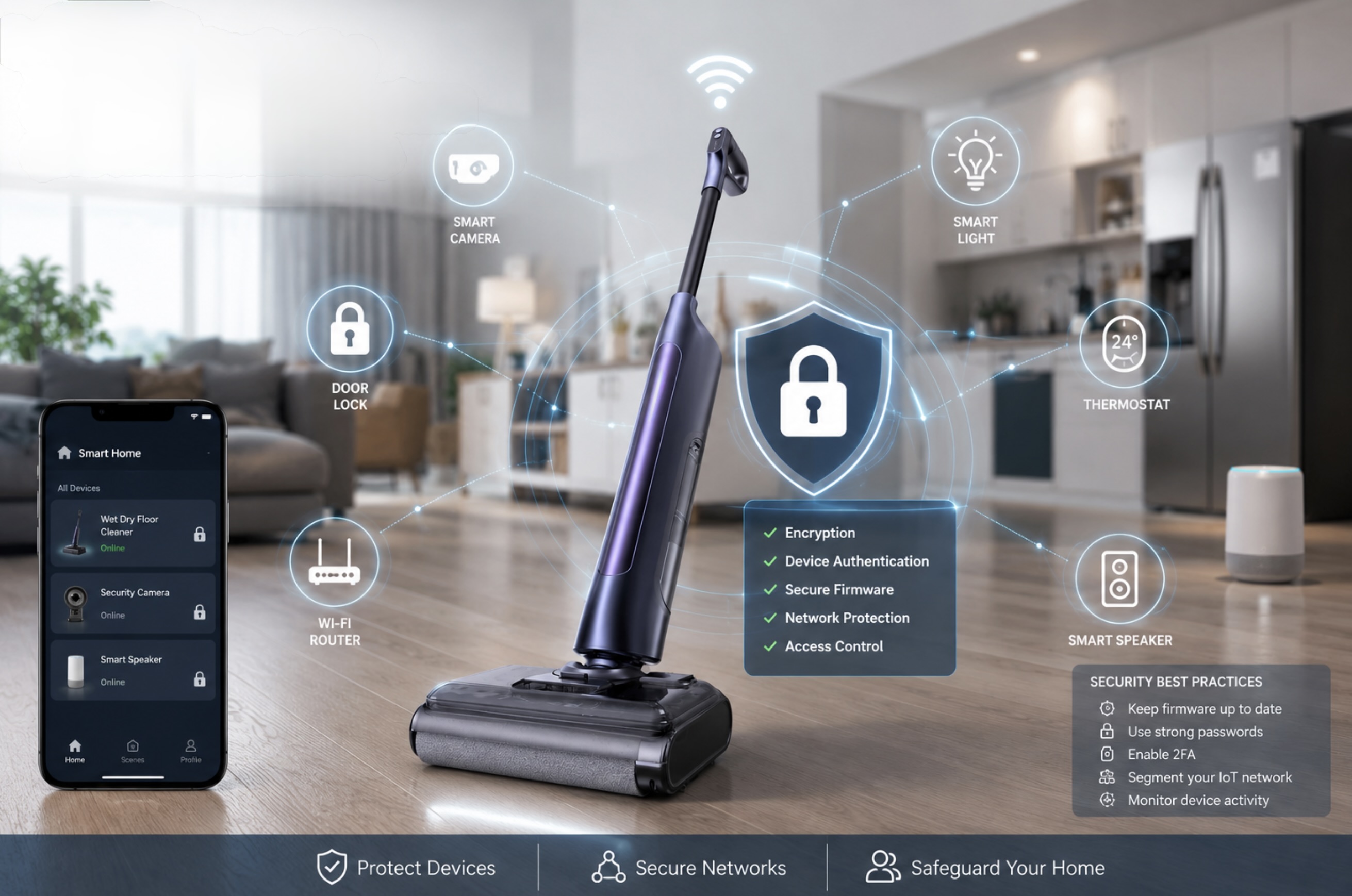 Smart appliance connected to a secure home network