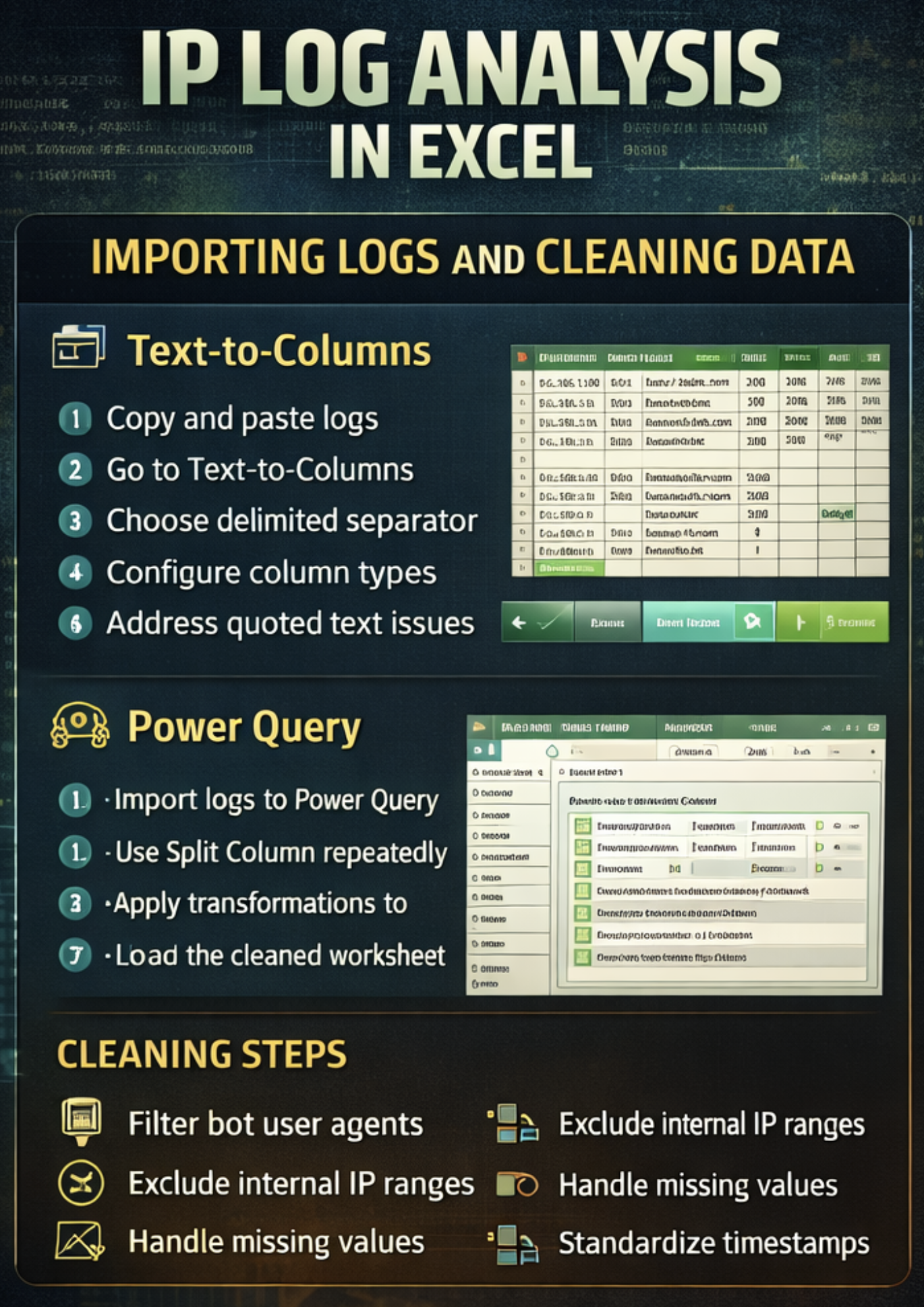 Importing logs and cleaning data infographic