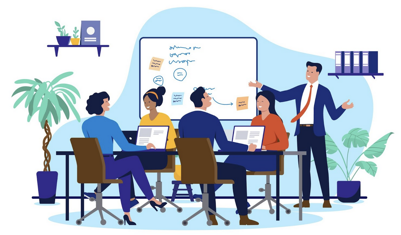 Illustration of marketing meeting