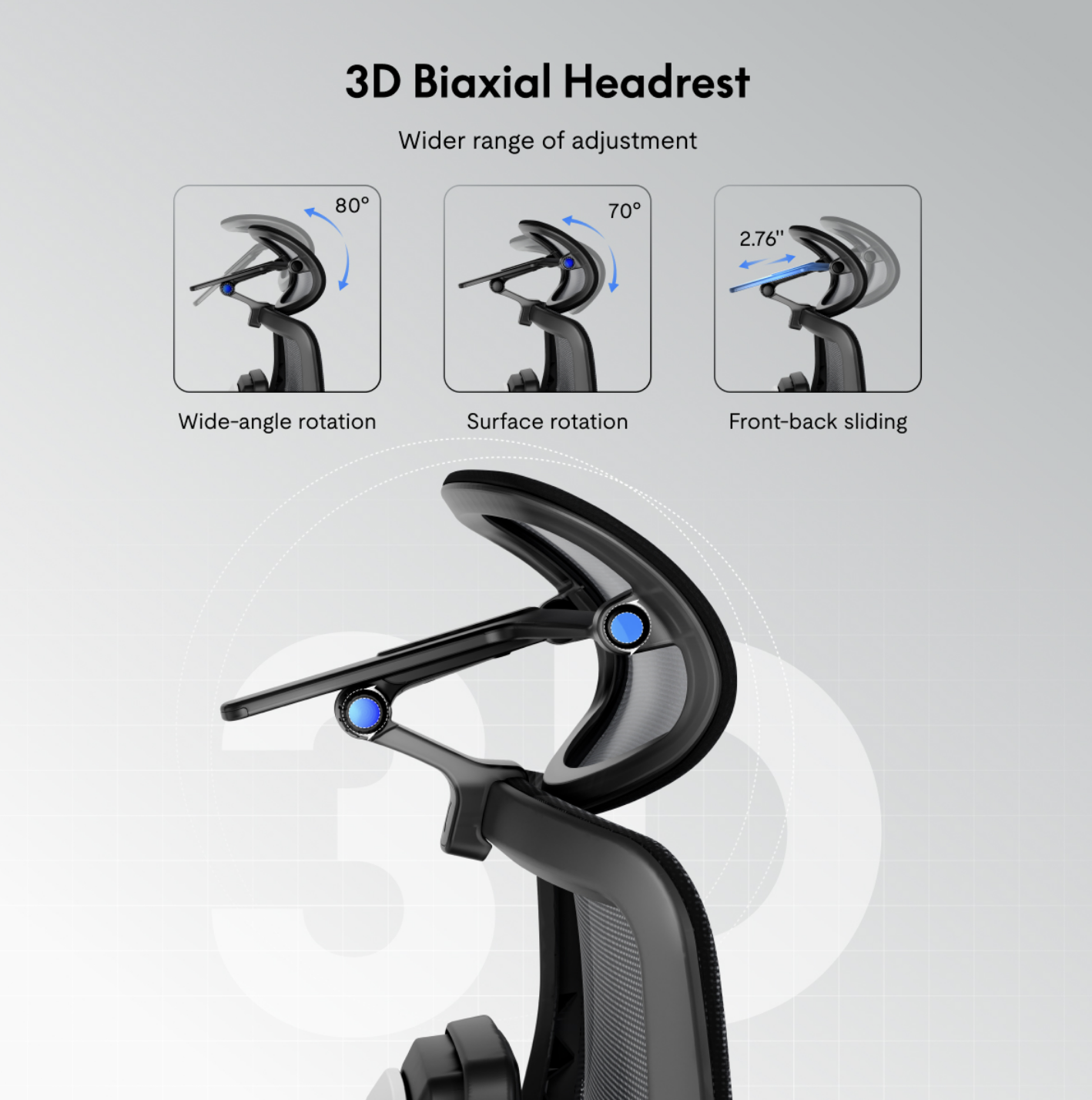 3D biaxial headrest