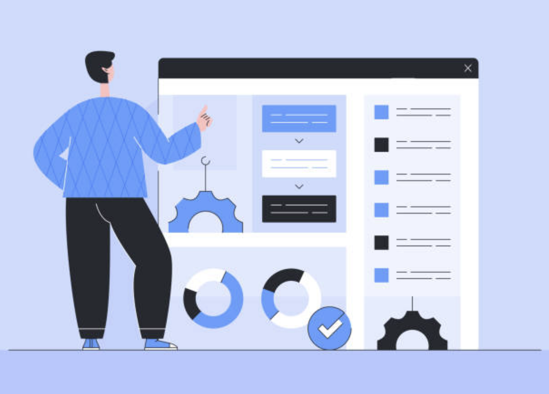 Illustration of developer configuring a web dashboard