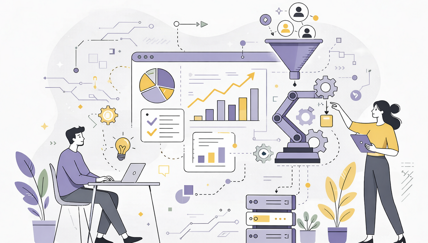 Illustration representing a marketing funnel