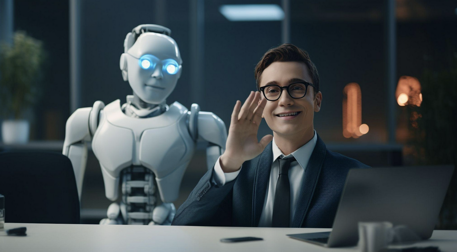 Human and AI collaborating in an enterprise environment