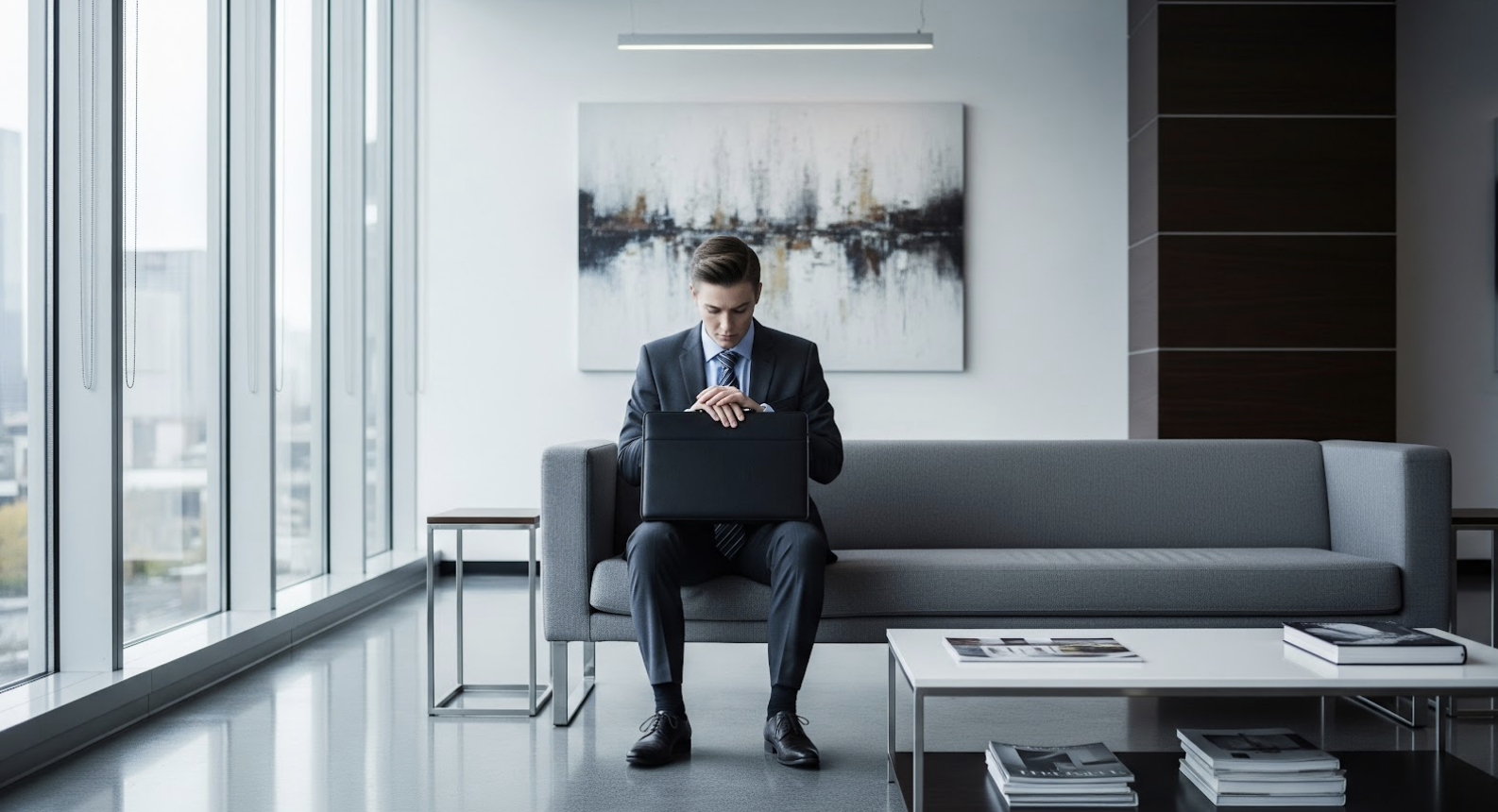 Job seeker waiting for interview