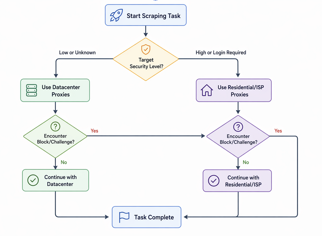Proxy routing decision flowchart
