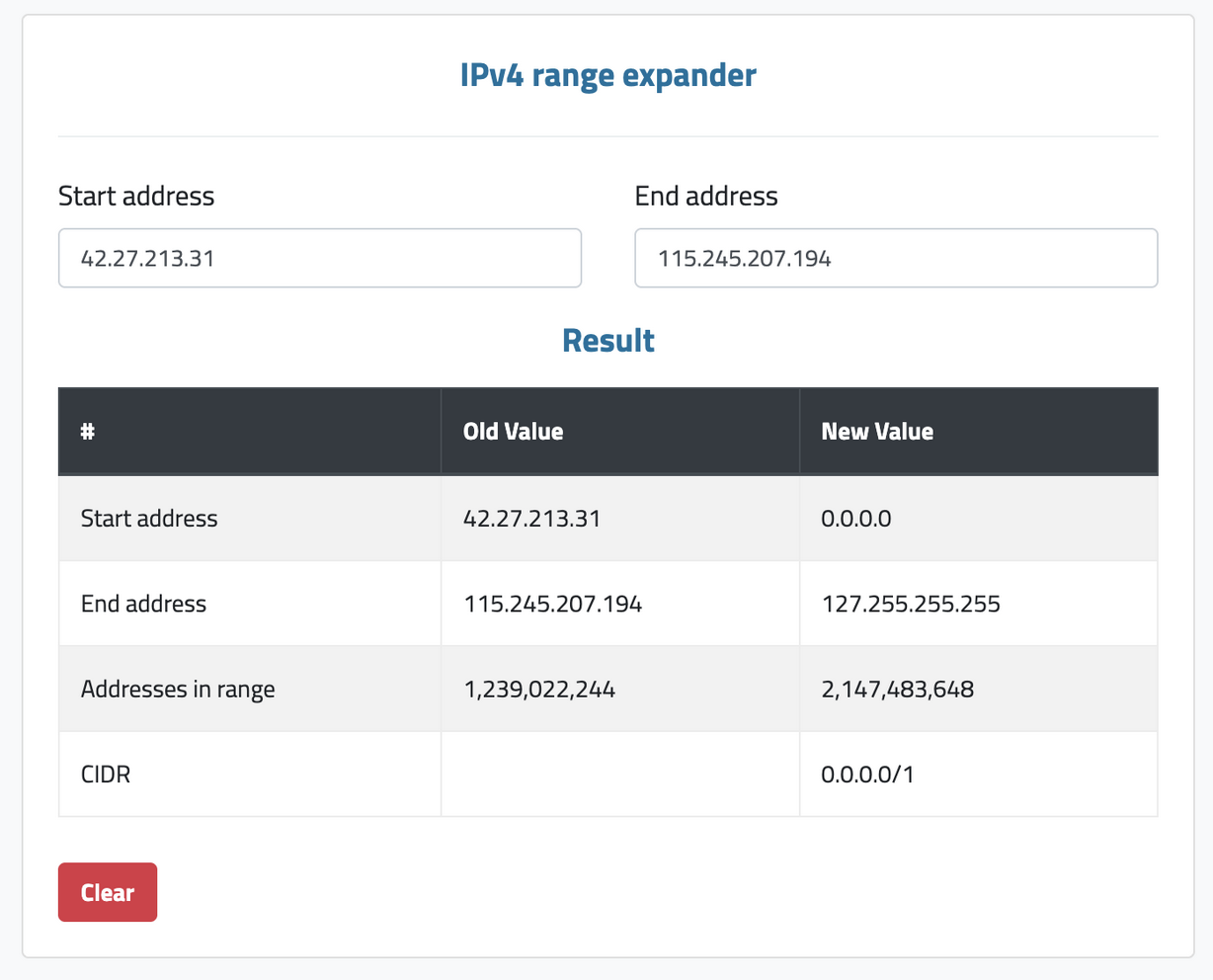 IPv4 Range Expander
