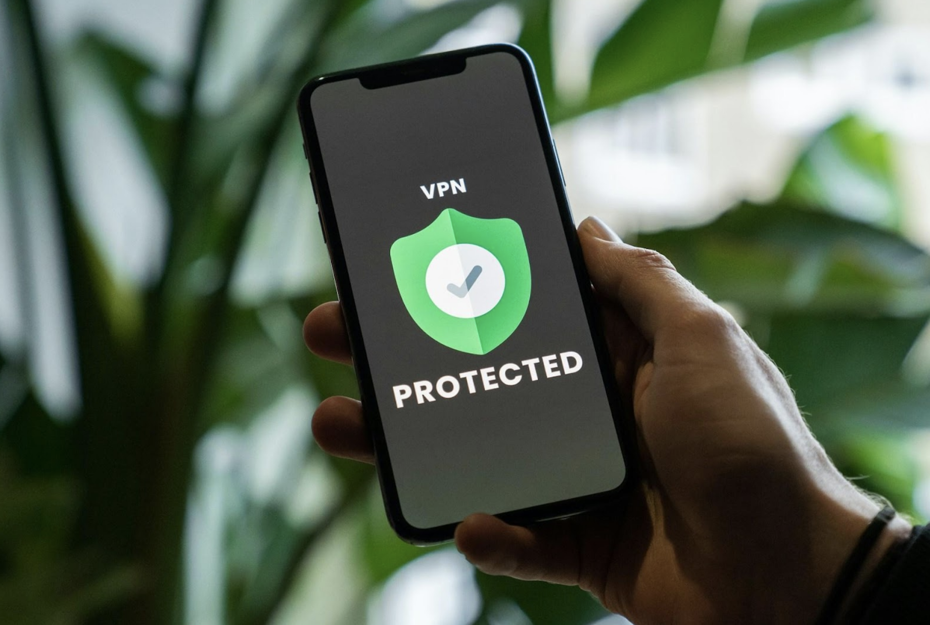 Smartphone showing VPN protected screen