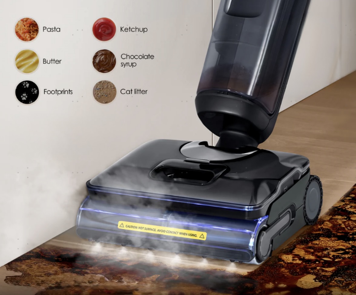 Wet dry vacuum removing tough stains with steam