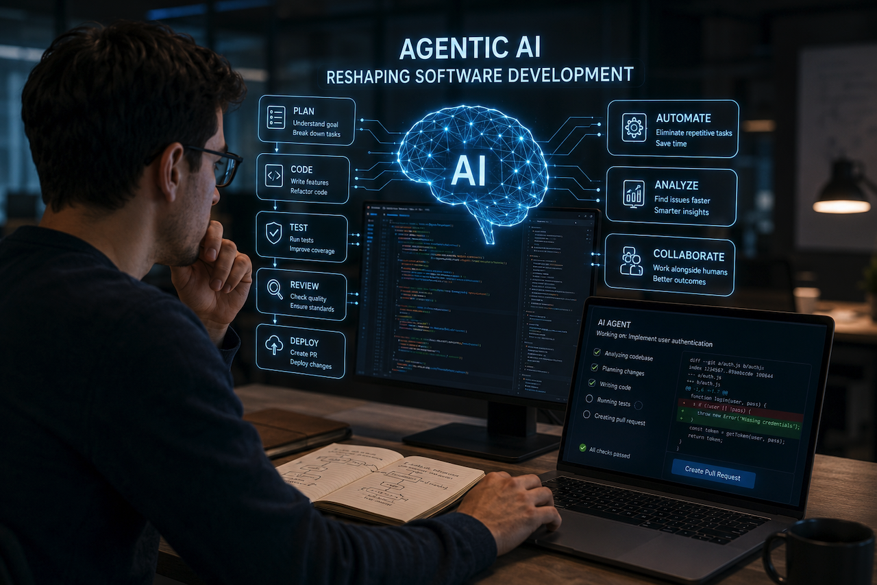Developer using AI-powered software agents