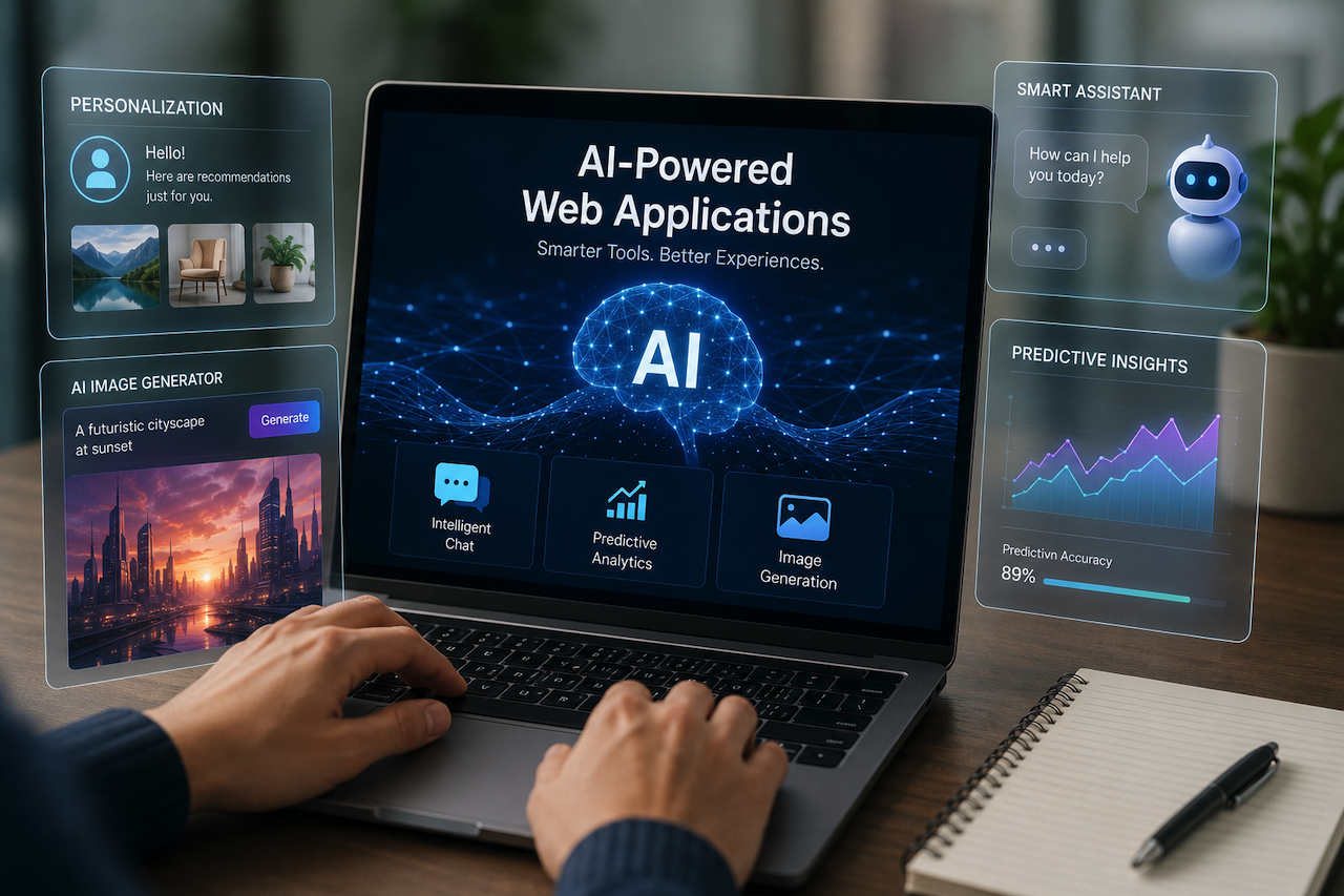 AI-powered web applications on a laptop
