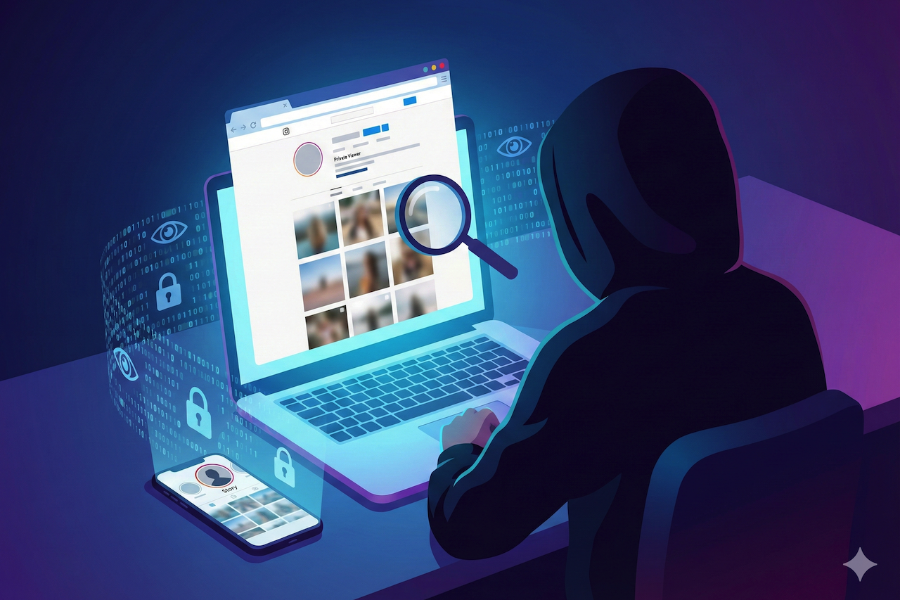 Person browsing Instagram anonymously