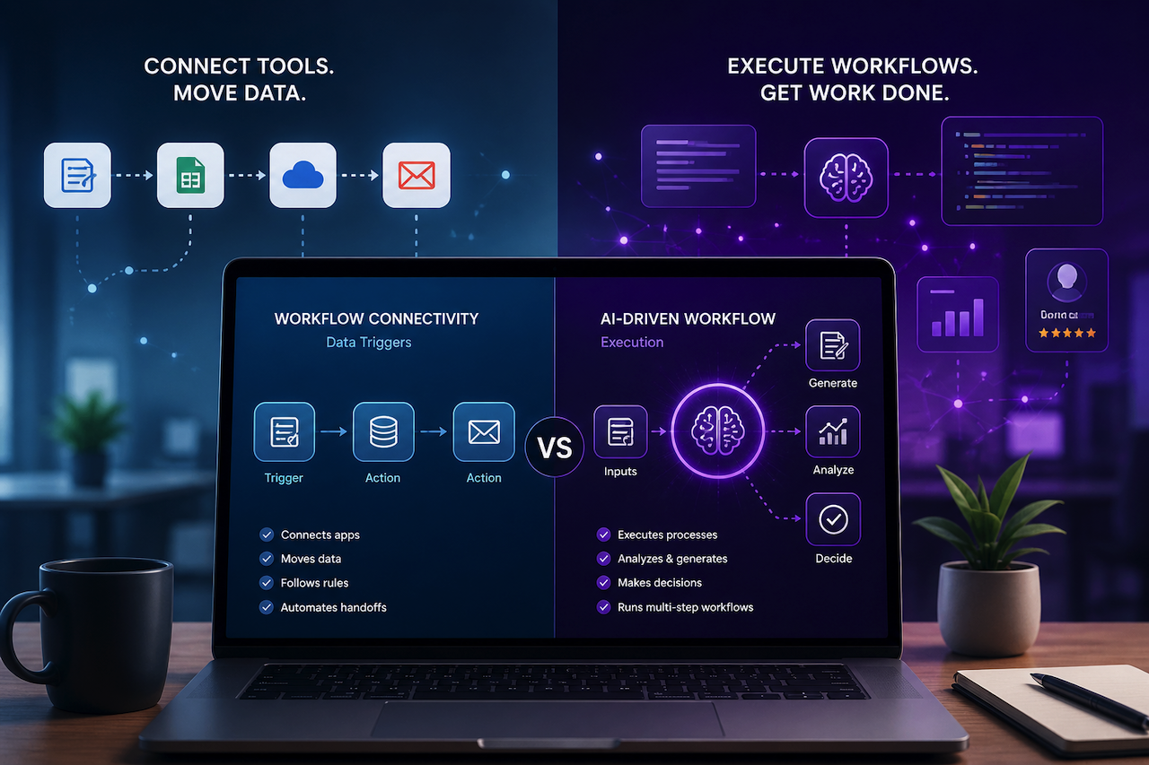 AI vs workflow automation comparison illustration