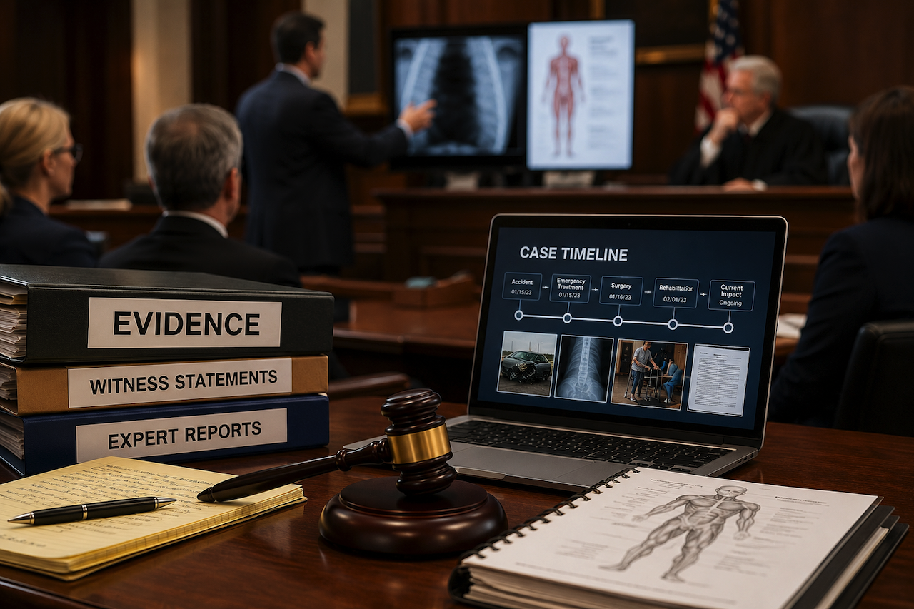 Courtroom injury case strategy