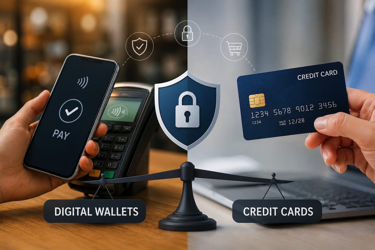 Digital wallets and credit cards comparison for secure payments