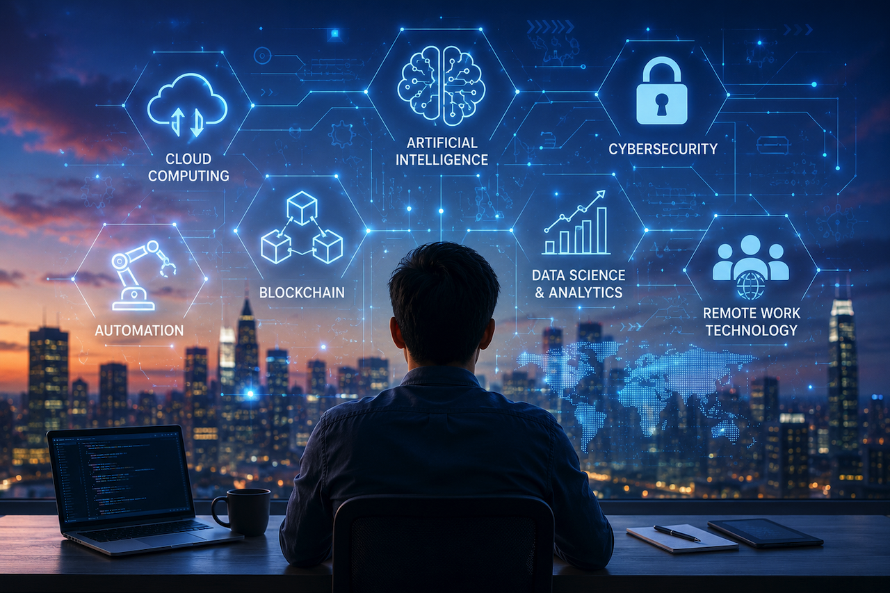 Technology professional exploring AI, cloud computing, cybersecurity, and automation tools