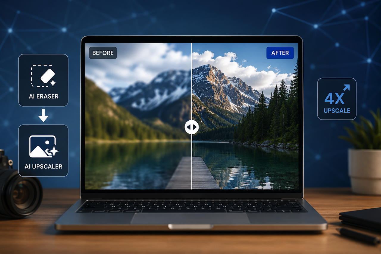 AI image upscaler illustration