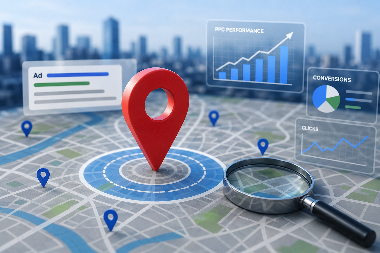 Map showing geo-targeting for PPC advertising