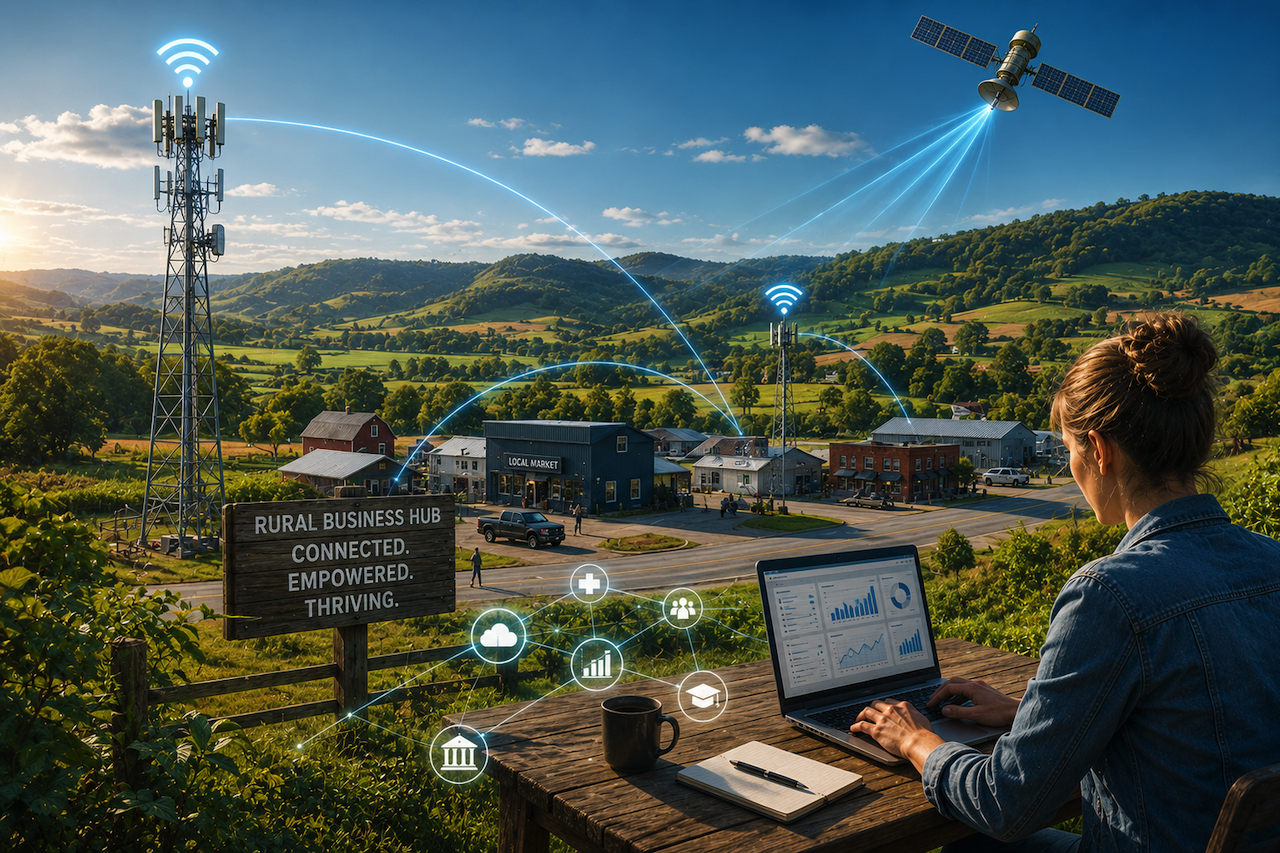 Rural business hub with high-speed internet and wireless connectivity